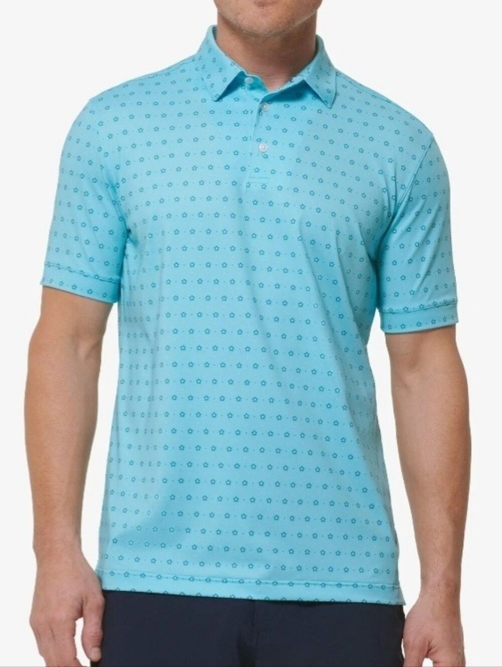 Mizzen+Main Short Sleeve Versa Golf Polo Capri Breeze Geo Floral Print, Large